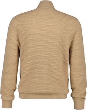 TEXTURED COTTON MERINO HALF ZIP