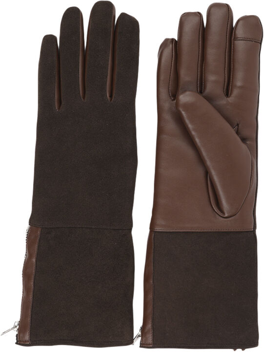 CREMONA - FEMININE ZIP LEATHER GLOVES W/ SHEARLING LINING