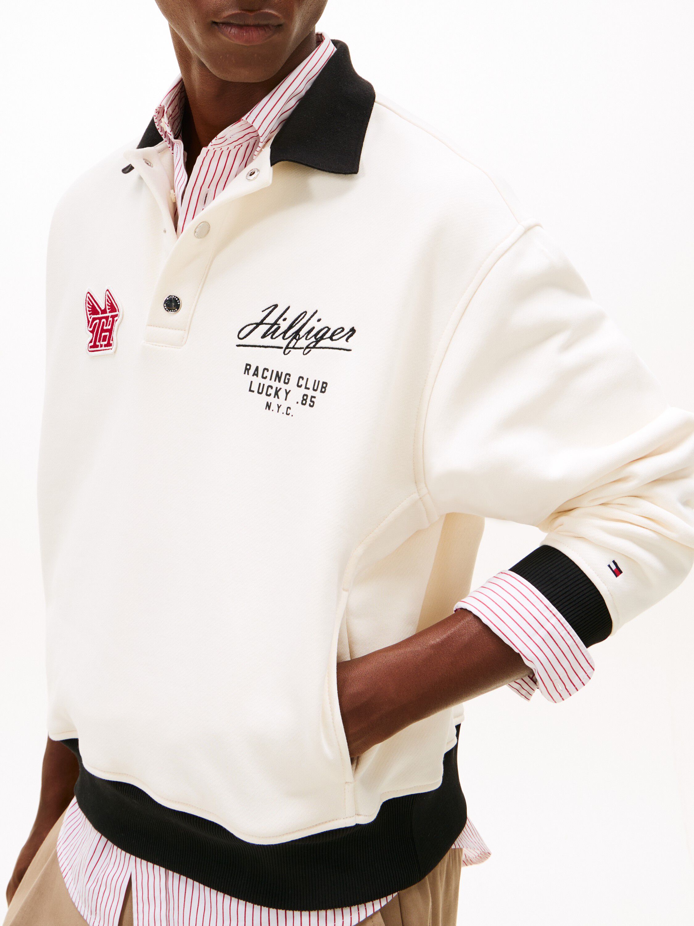 Logo Appliqu&eacute; Rugby Collar Sweatshirt