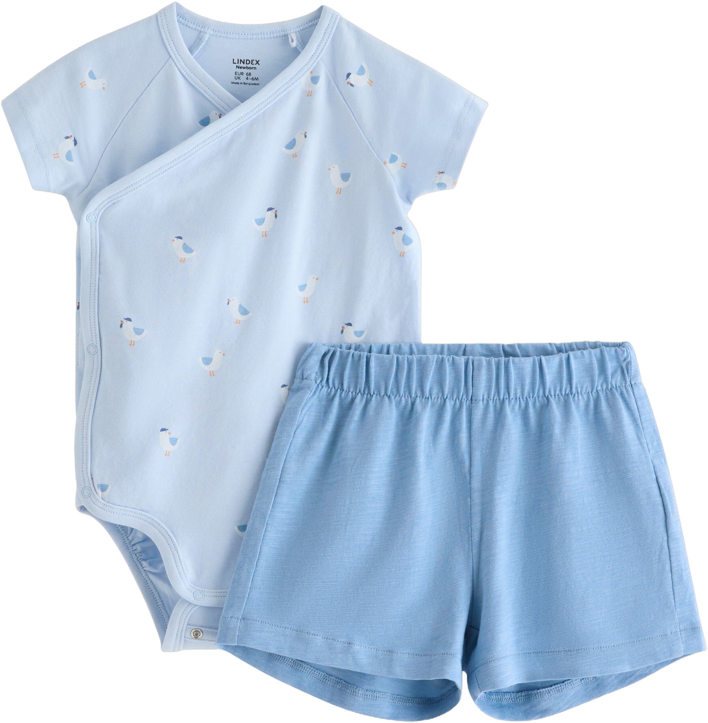 Sett i myk bomull med kortermet sl&aring;