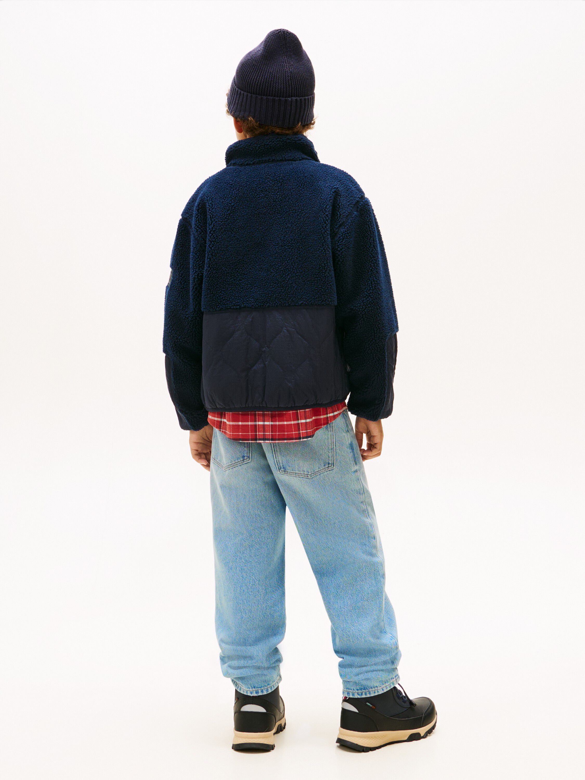 Teddy Fleece Quilted Relaxed Bomber Jacket