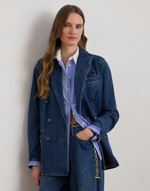 Double-Breasted Denim Blazer