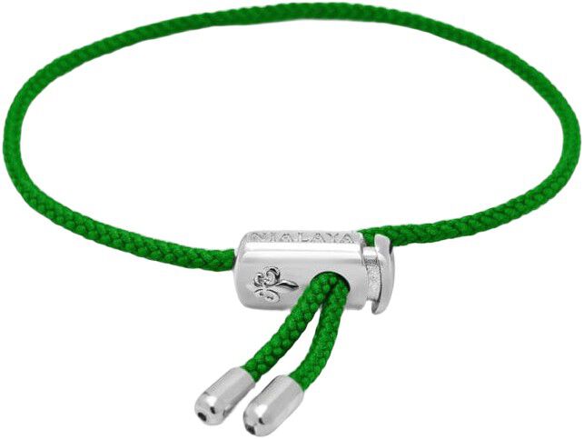 Men's Green String Bracelet with Adjustable Stainless Steel Lock