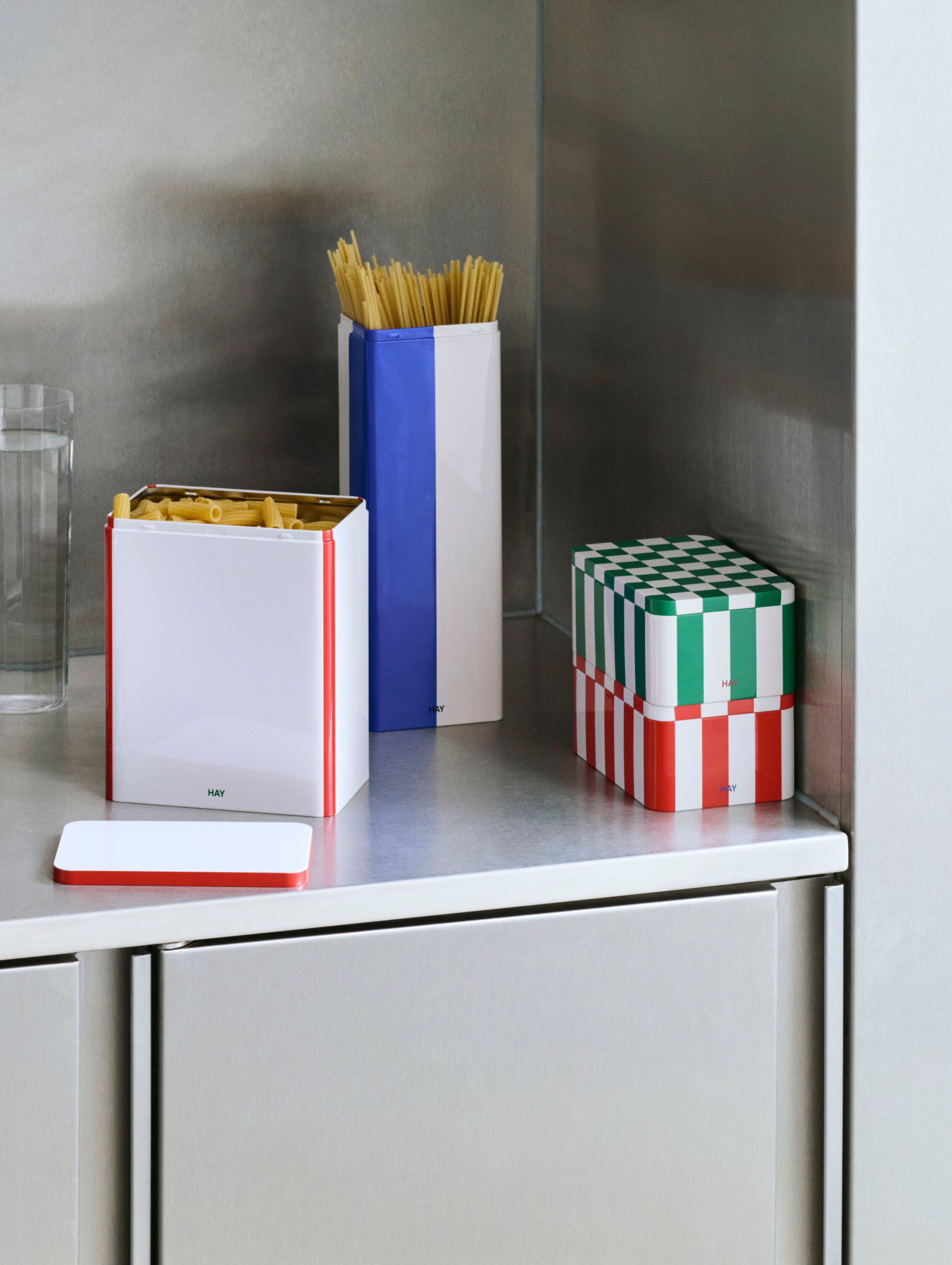 Tin Container-Small-Red and off-white