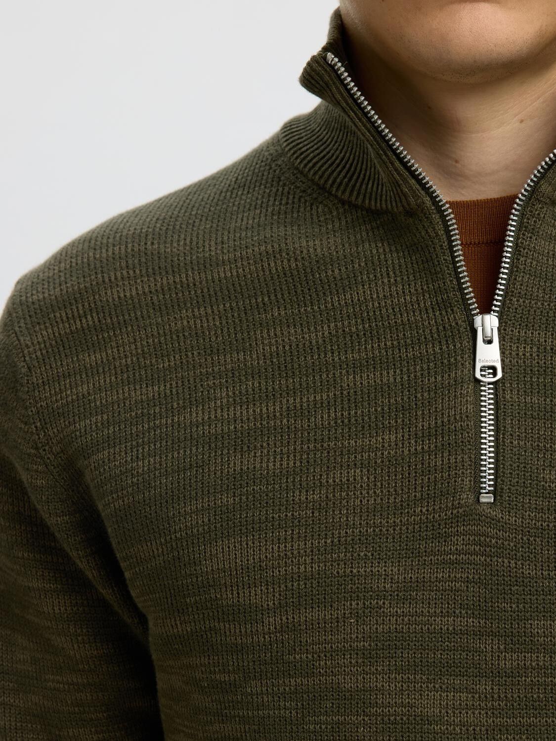 Slmdane Ls Knit Reg Struc Half Zip Noos