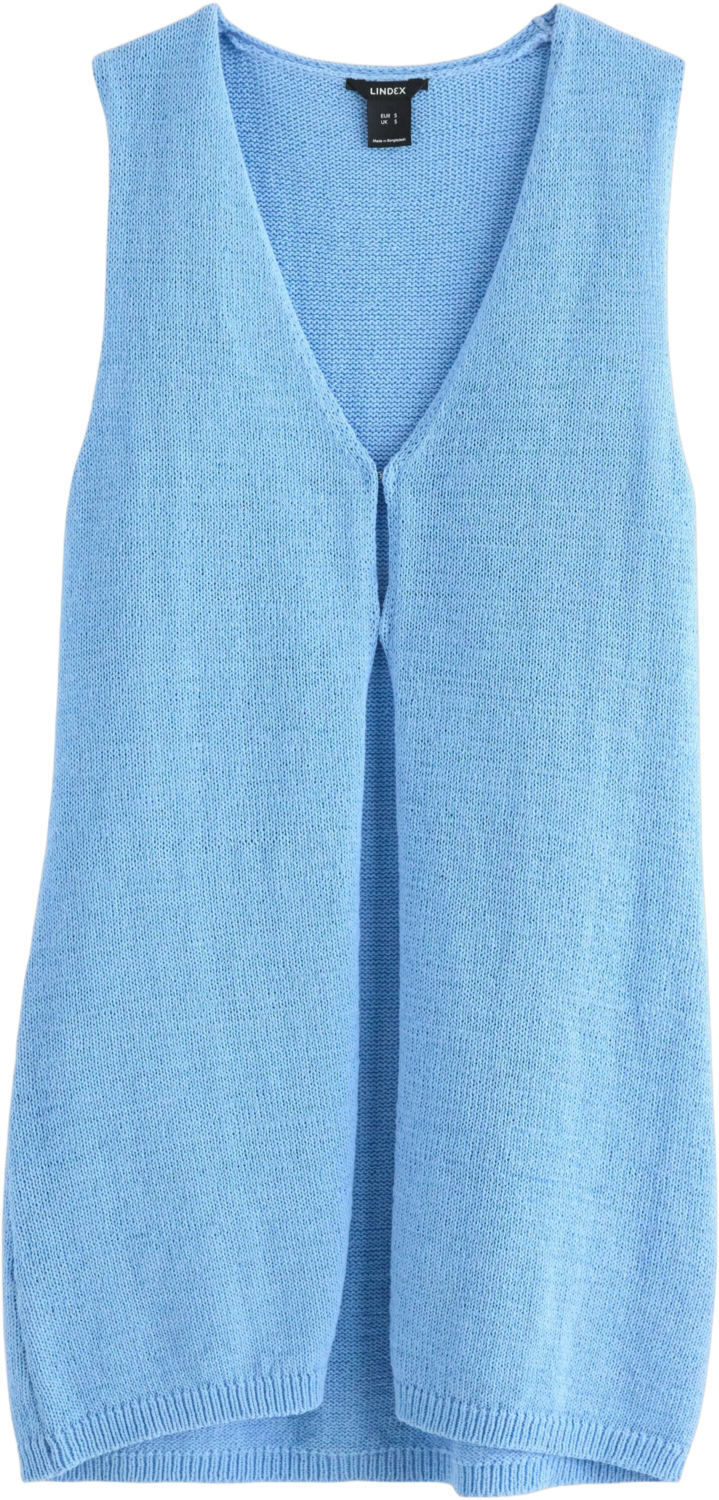 Long fine-knit vest with v-neck and