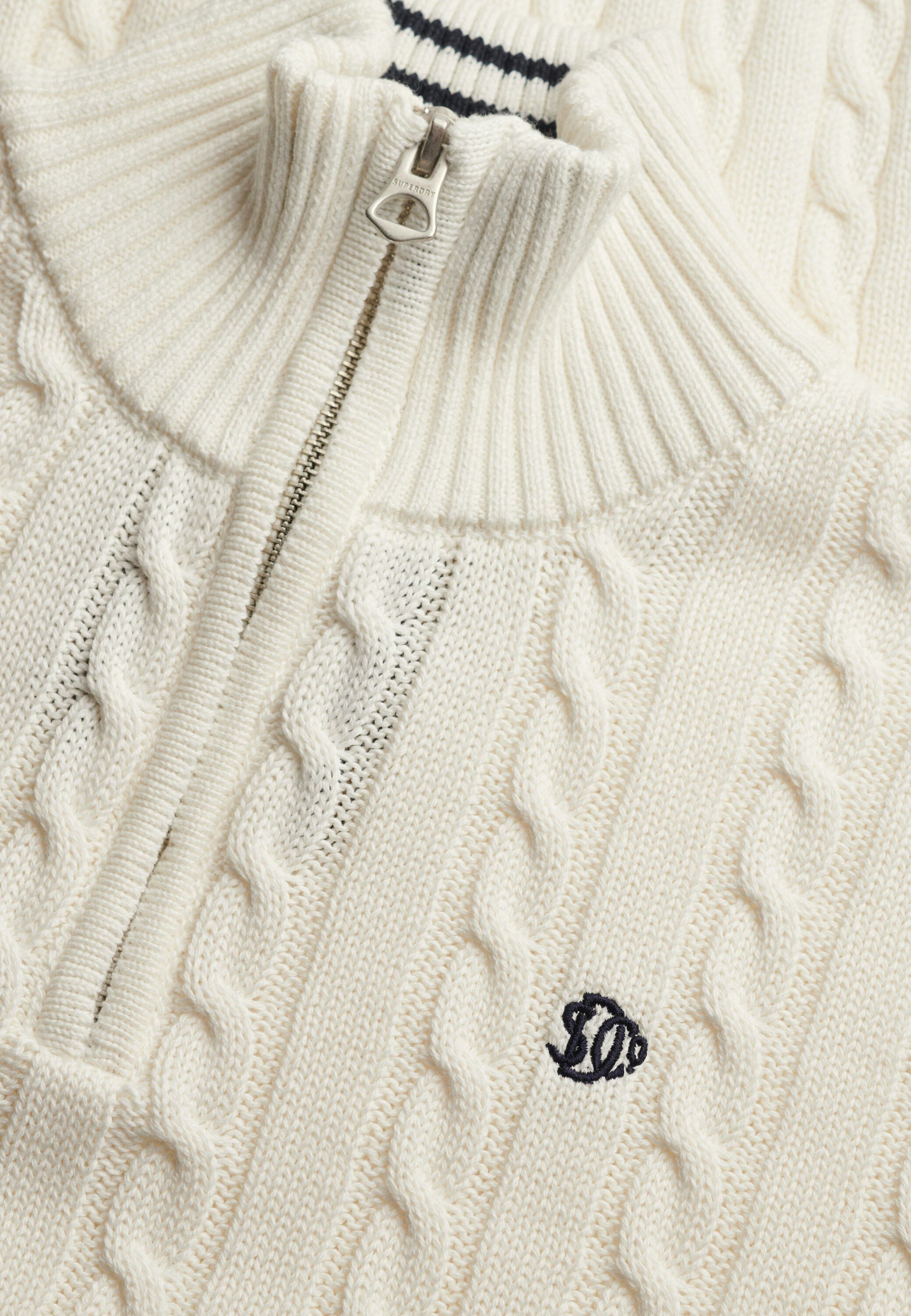 PREPPY COTTON CABLE HALF ZIP