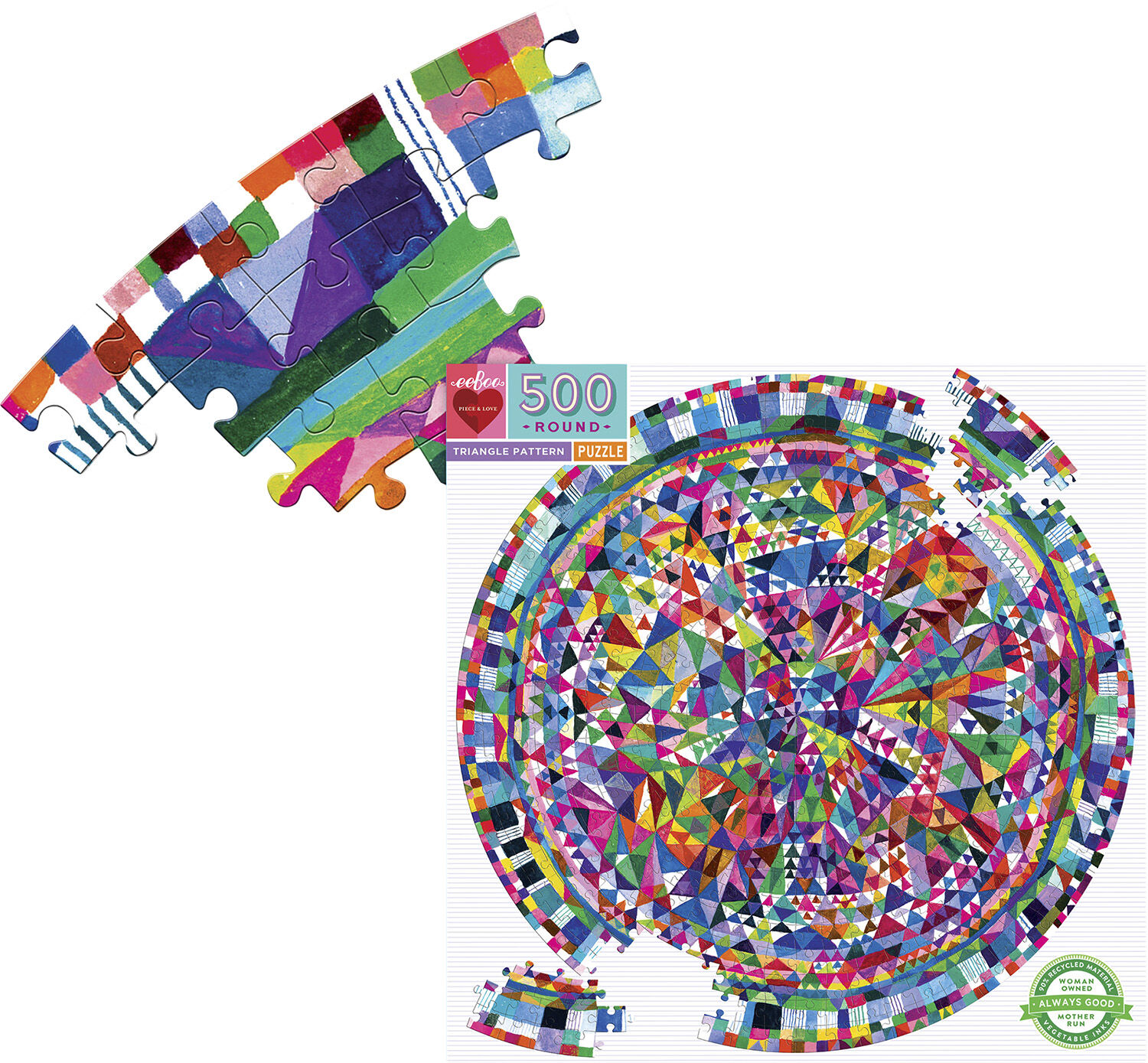 eeBoo - Rundt puslespil 500 brk - Triangle pattern