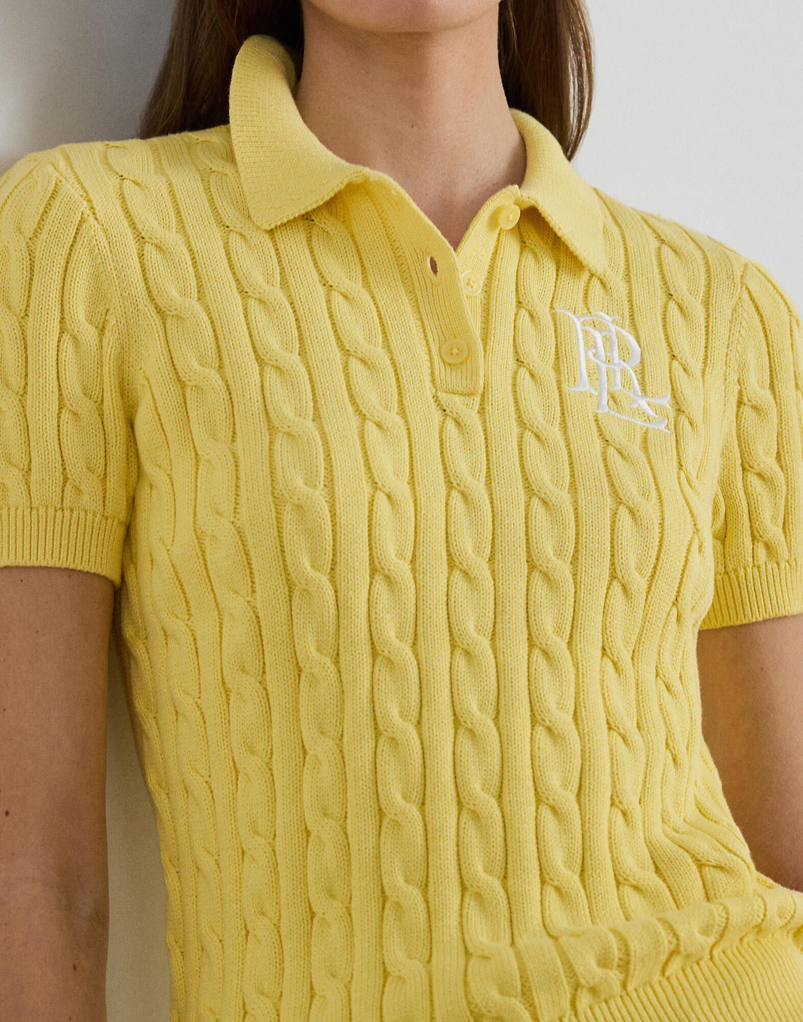 Cable-Knit Cotton Polo Sweater