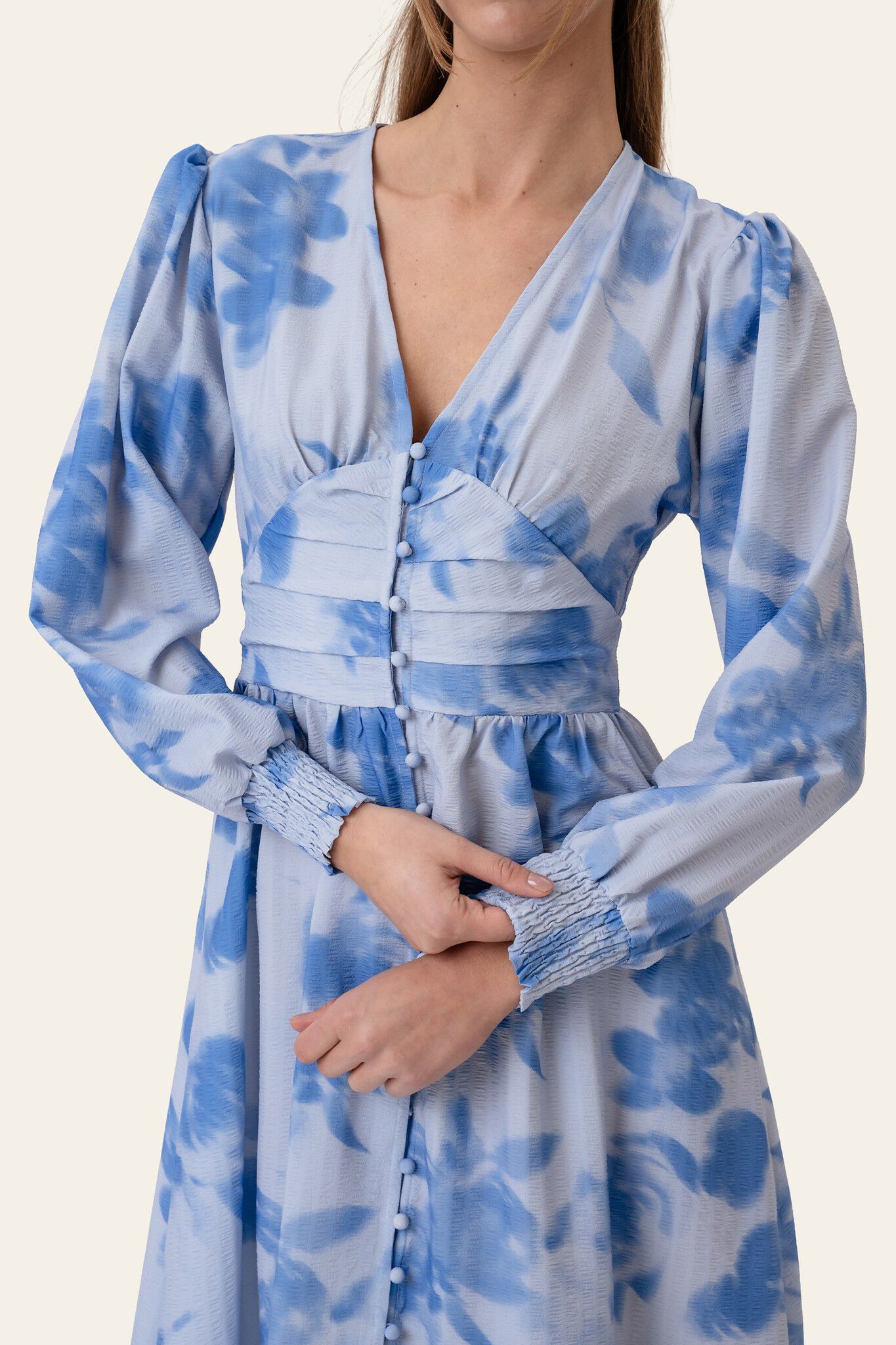 AdelIC Long Dress - Abstract Blue F