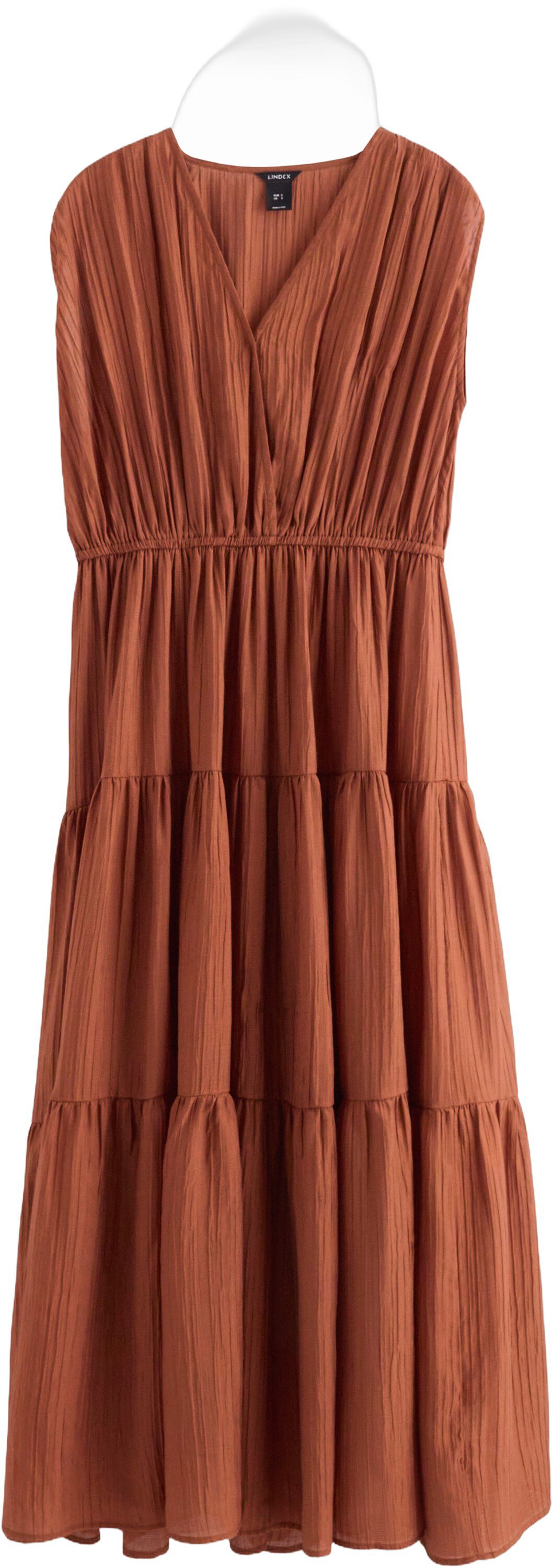 Midi dress with flounces and v-neck