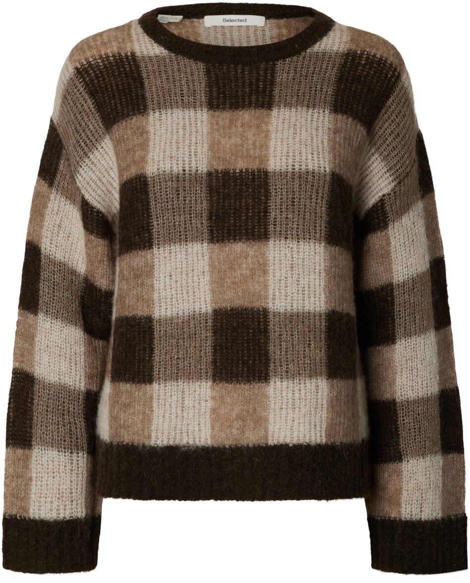 Slwlulu Loose Ls Check Knit O-Neck