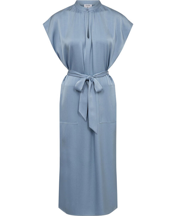 Belted Stand Collar Dress
