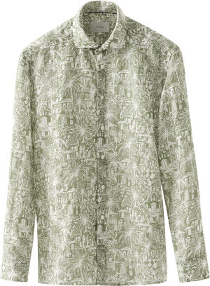 Slim Fit Dark green Gaudí Garden Print Shirt