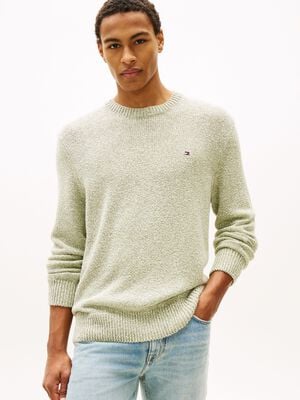 Two-Tone Boucl&eacute; Relaxed Crew Neck Jumper