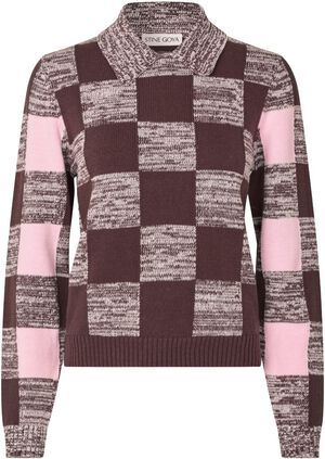 2386 Cotton Mix, Mix Stripe Polo Collar Sweater