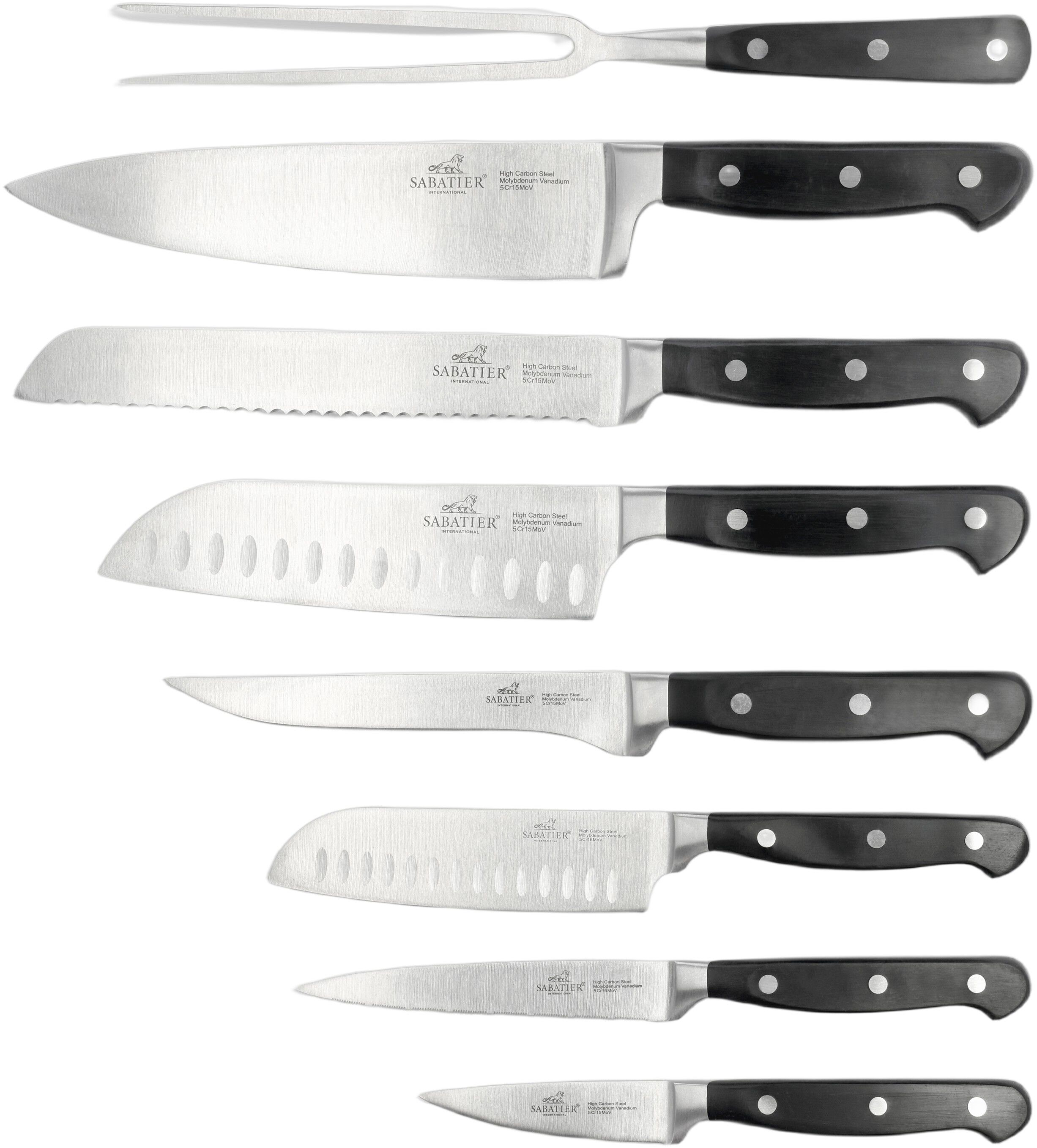 Knivsett Pluton 8 deler St&aring;l/Svart