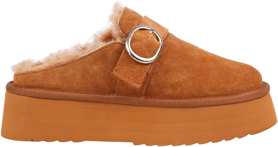 VISO - CALF SUEDE MULES WITH SHEARLING