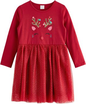 Soft long-sleeved dress with a jers