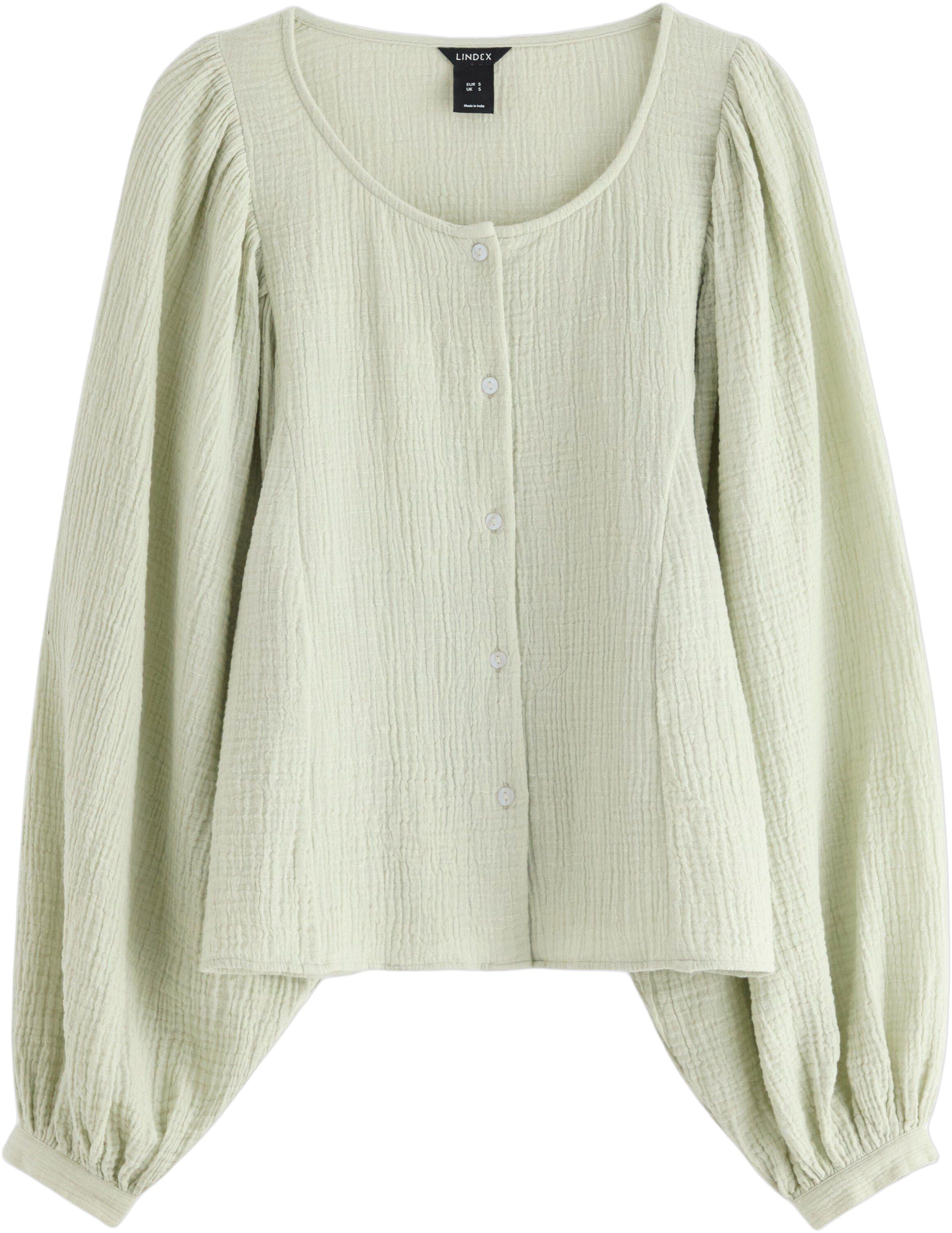 Soft blouse in cotton gauze with wi