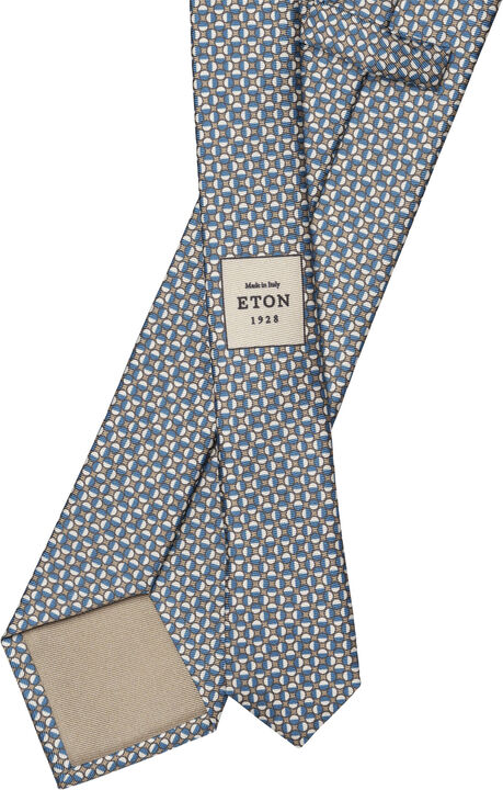 Beige Geometric Print Silk Tie