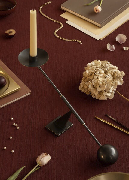 Interconnect Candle Holder, W42,5, Bronzed Brass