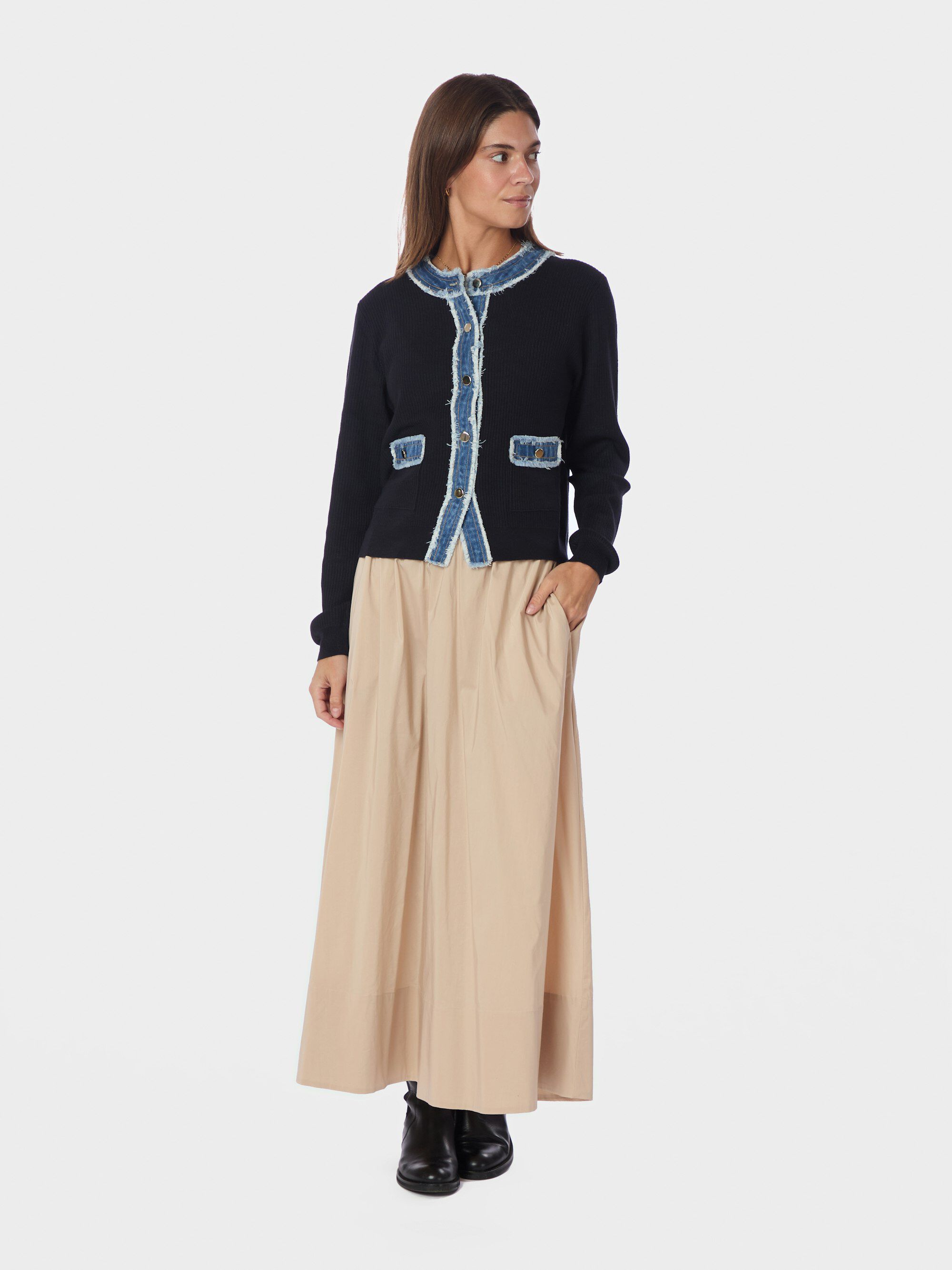 Zelma Knit Denim Cardigan