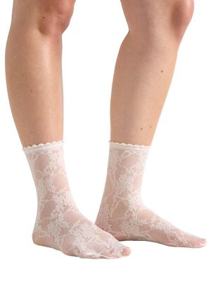 Sock 30 den lace floral daisy