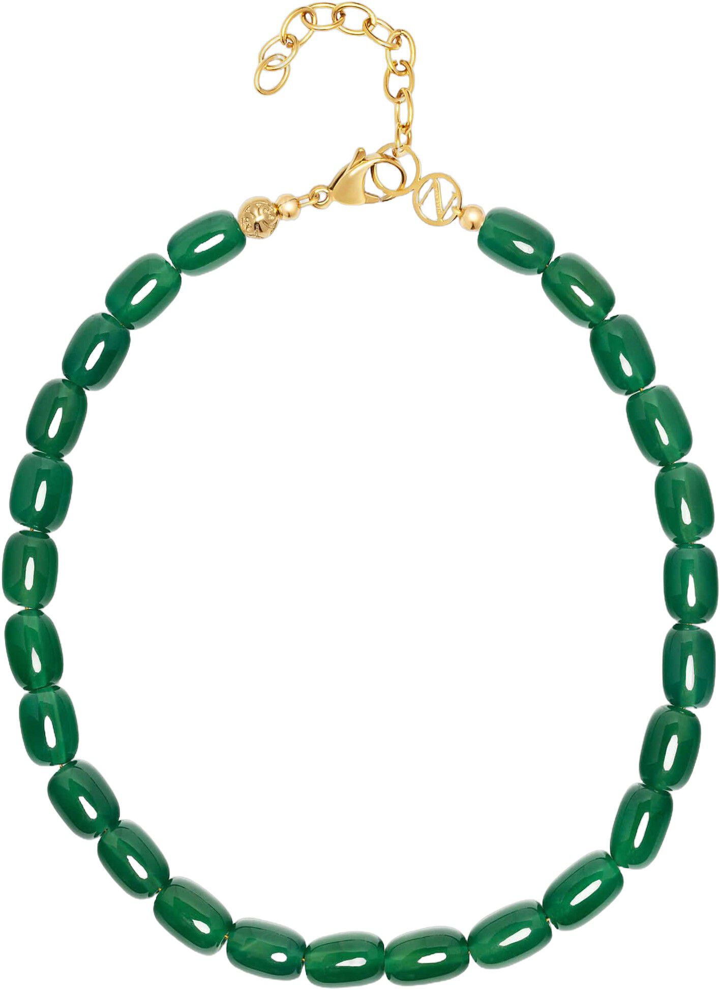 Women's Green Agate Beaded Necklace