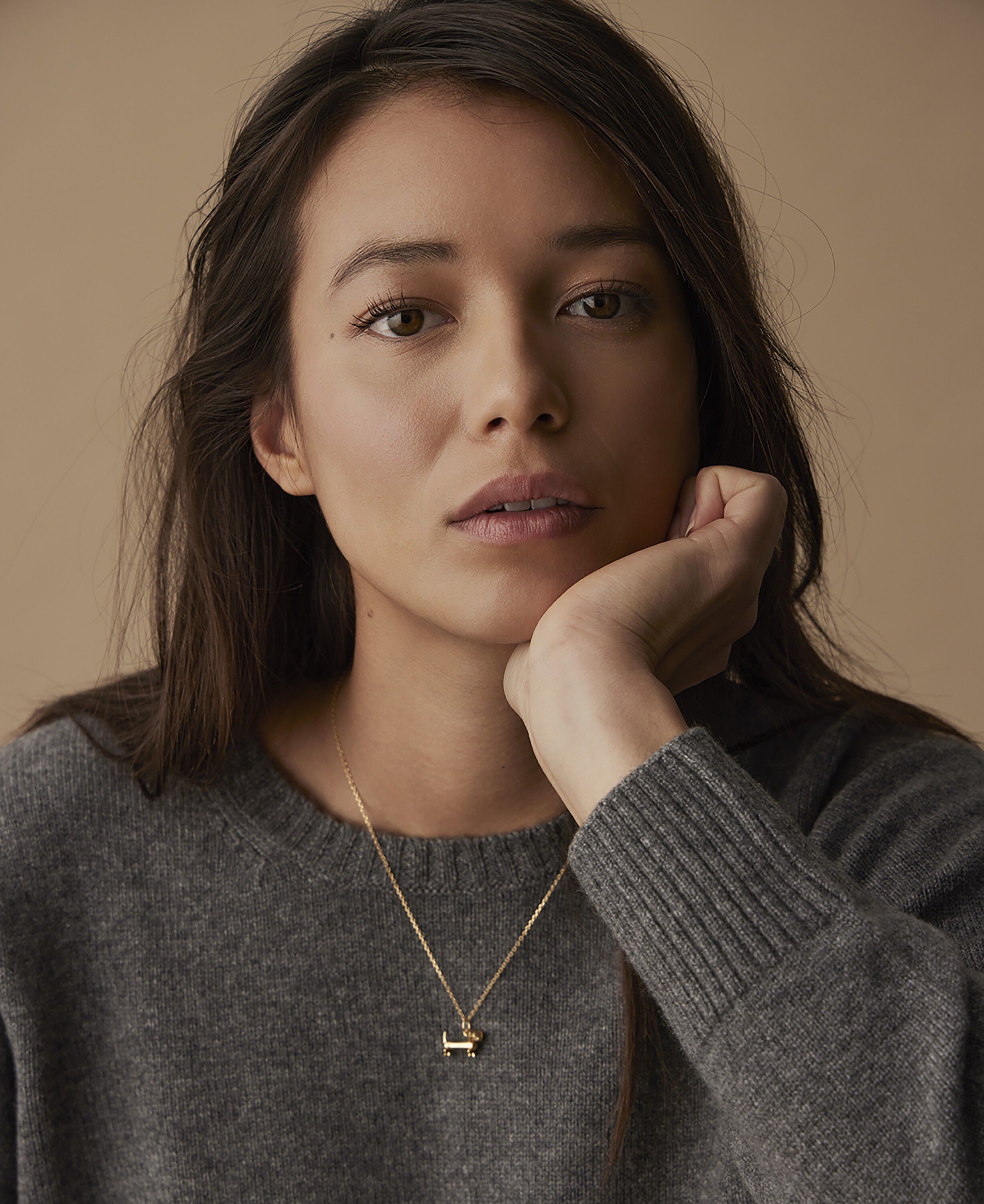 Gravhunden i 18 karat forgyldt s&oslash;lv med k&aelig;de