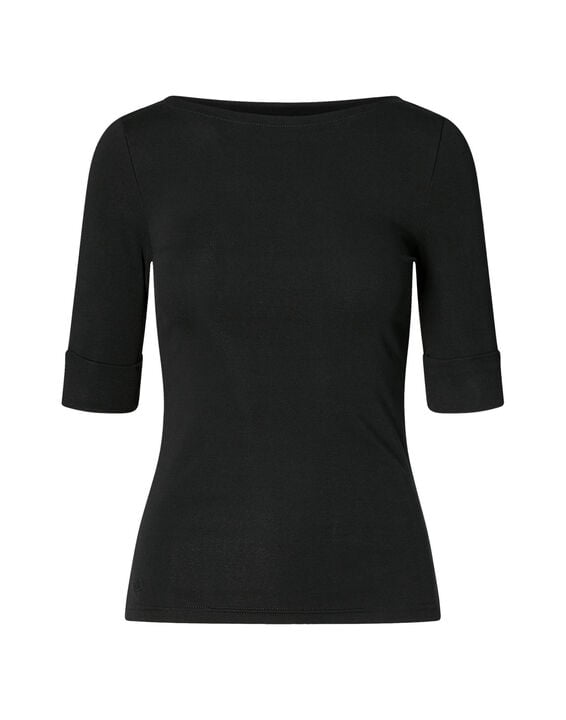 Stretch Cotton Boatneck Tee