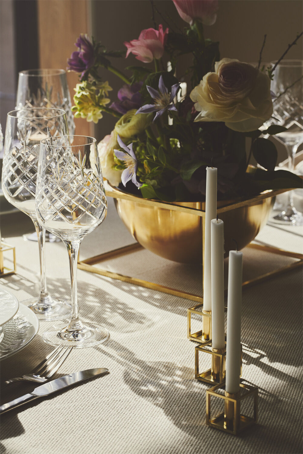 Kubus Candle Holder, Micro Gold-Pla