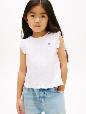 Crossover Back Seersucker Sleeveless Shirt