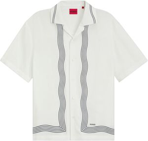 Oversized-fit printed shirt with camp collar