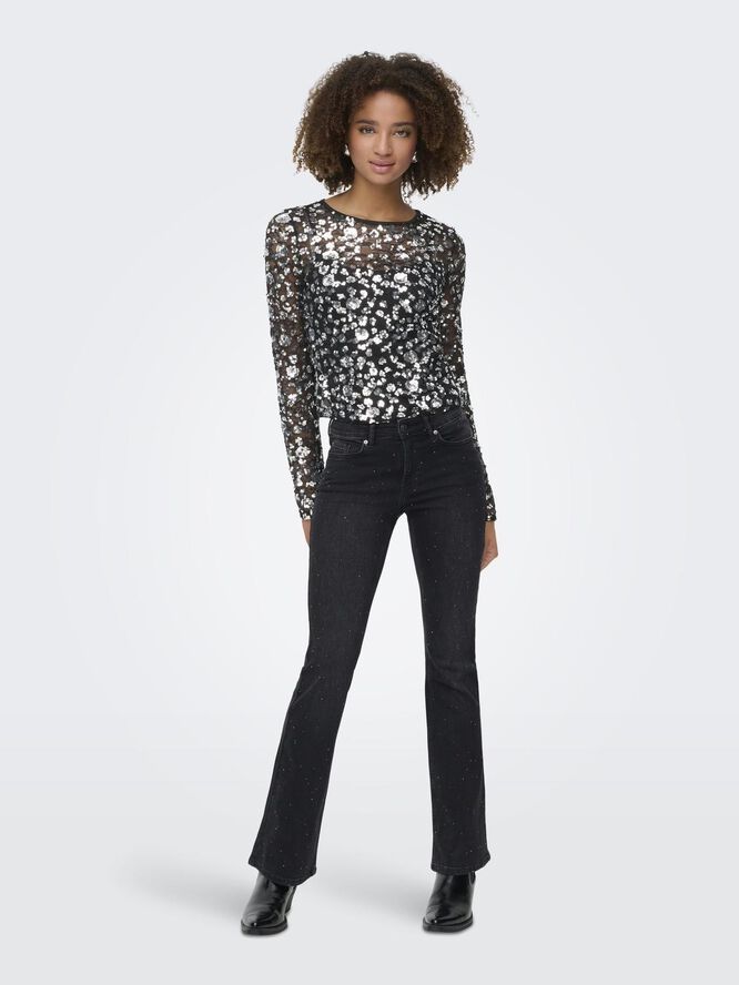 ONLPALEMA LS LACE SEQUIN TOP WVN