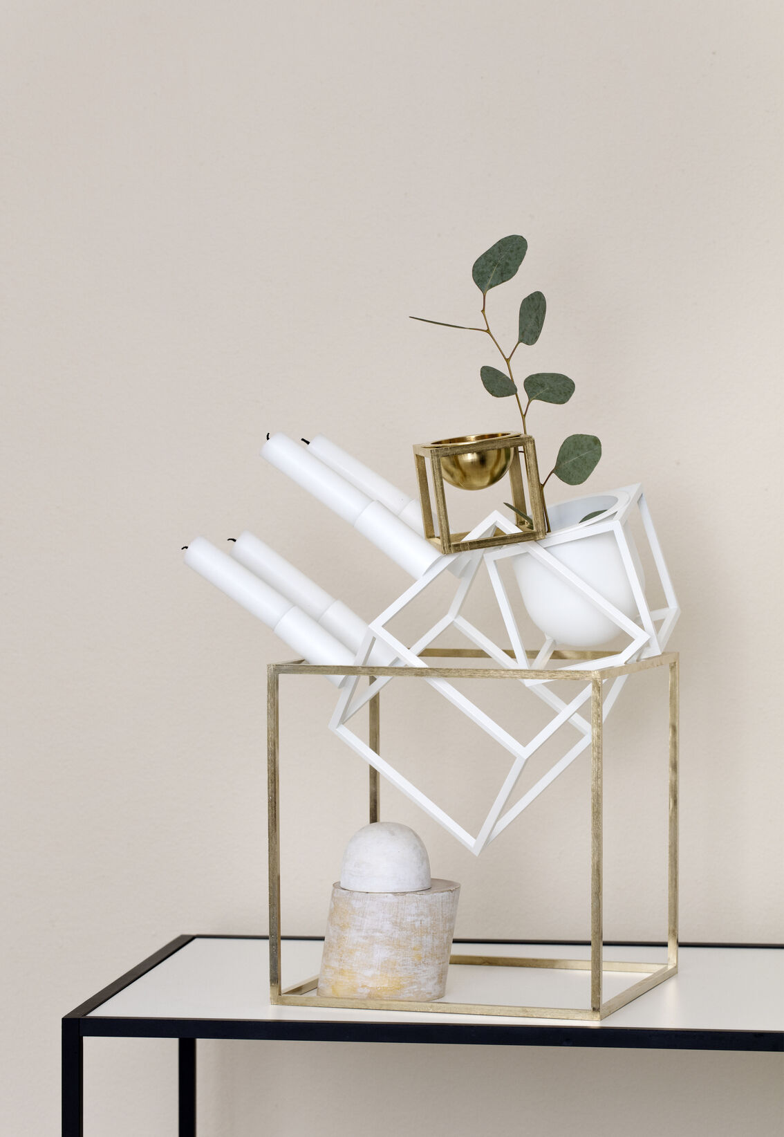 Kubus 4, Candle Holder, White
