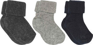 Cotton rib baby socks 3-pack