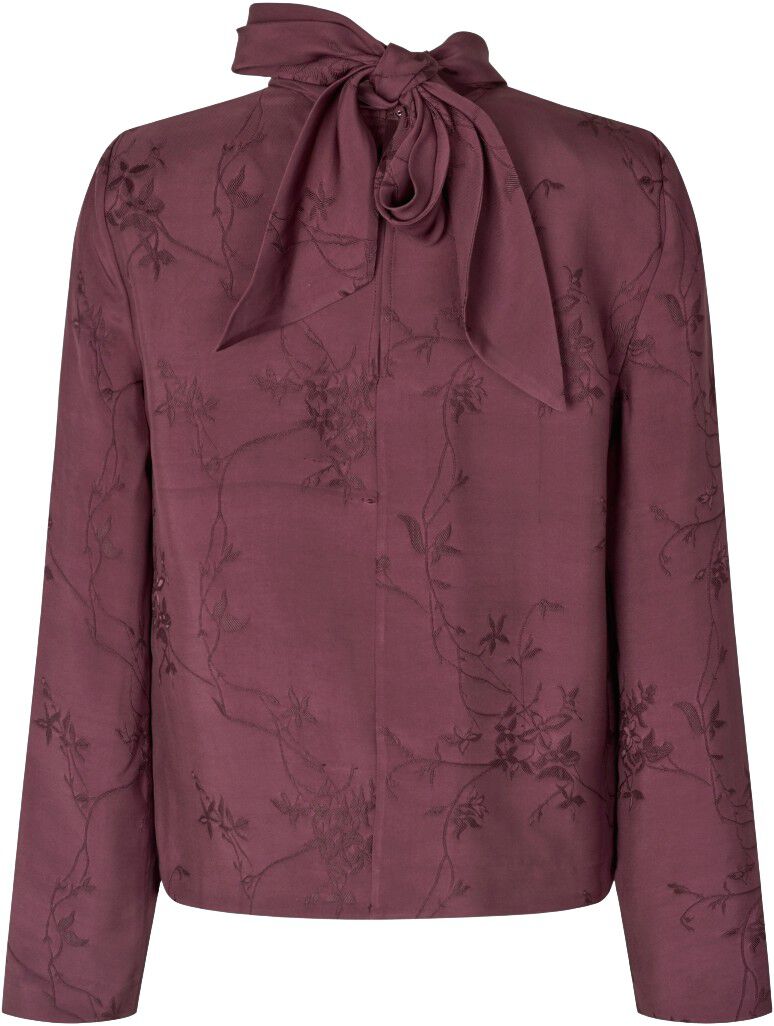 2548 Fluid Jacquard, Relaxed Tie Neck Blouse