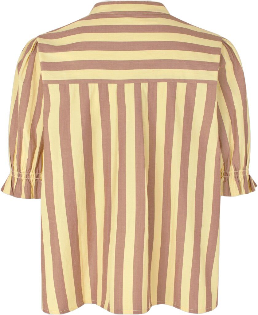 2512 Soft Striped Embroidery, Smocked Gathered Top