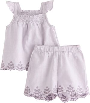 Set Top shorts woven emb