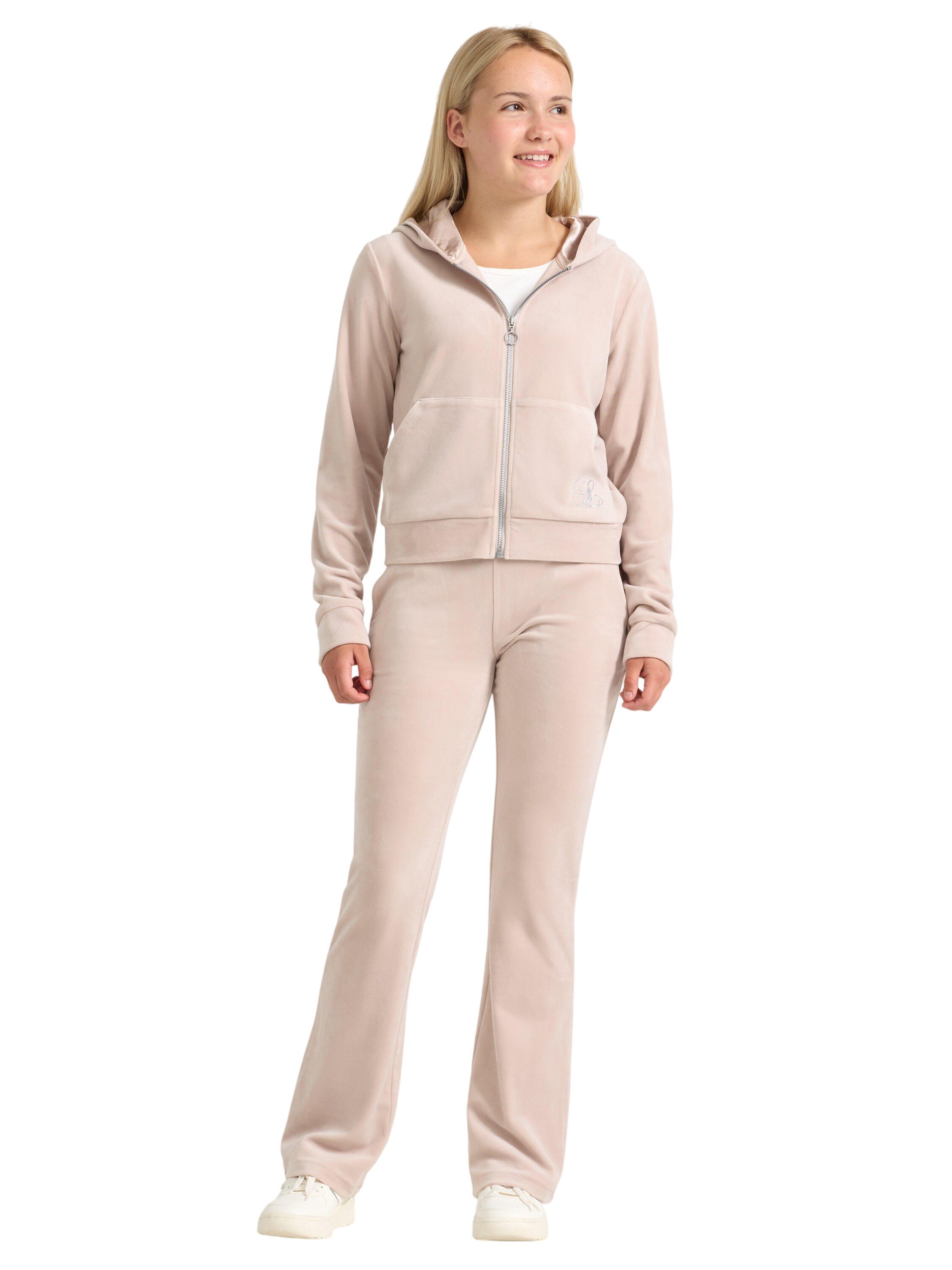 Velour hoodie with kangaroo pockets