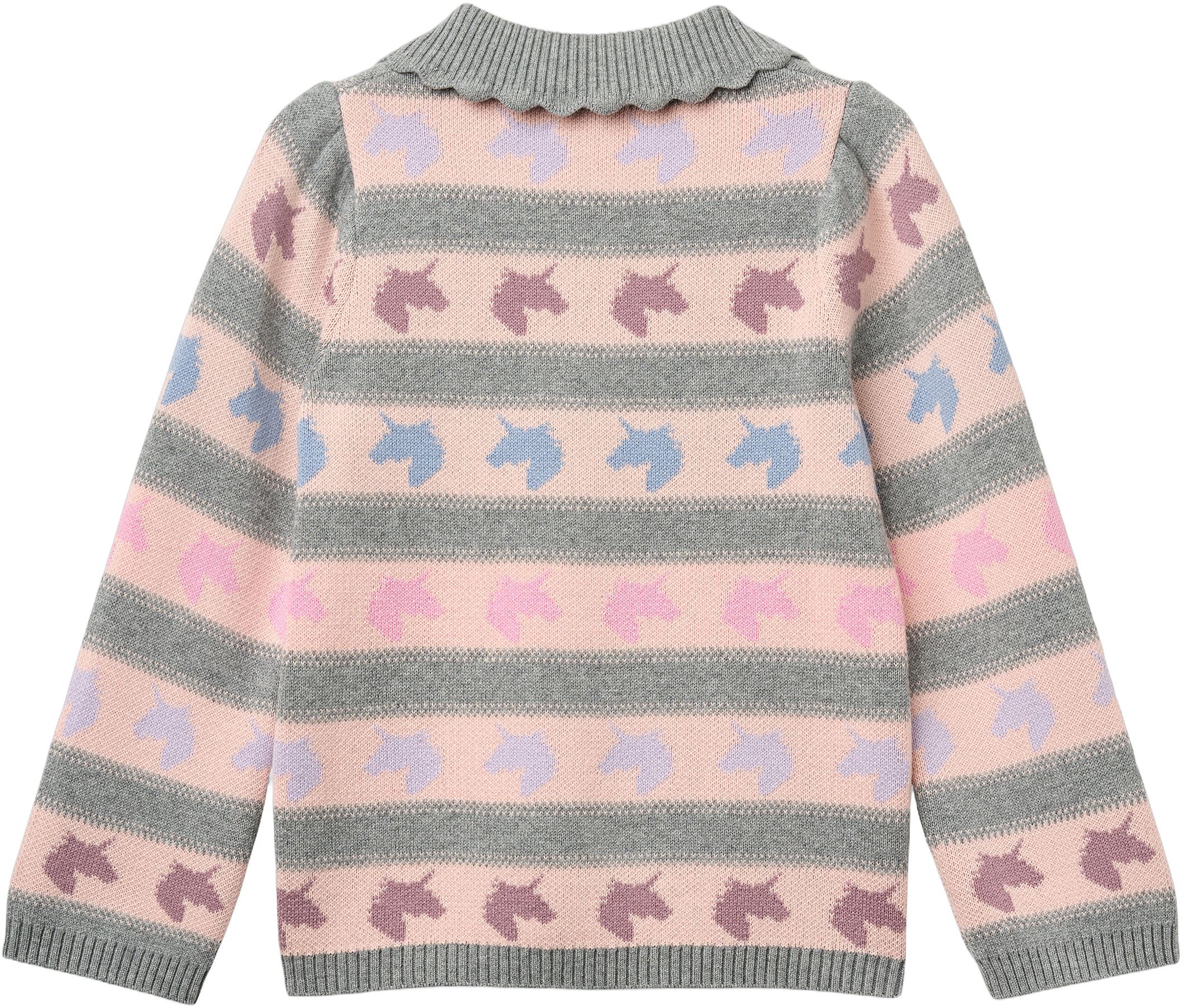 Unicorn Pattern Ls. Blouse w. Collar