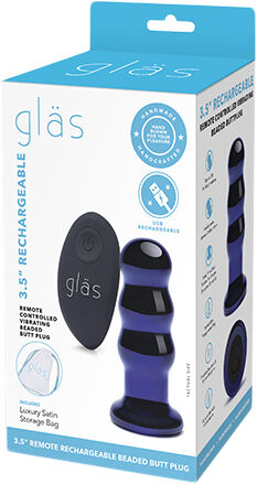 GLAS - RECHARGEABLE REMOTE CONTROLLED VIBRATING BEADED BUTTP