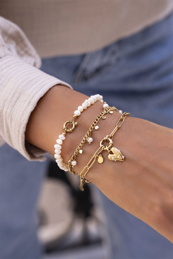 Bracelet pearls & heart