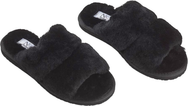 Slippers of 100% New Zealand Sheepskin, Black