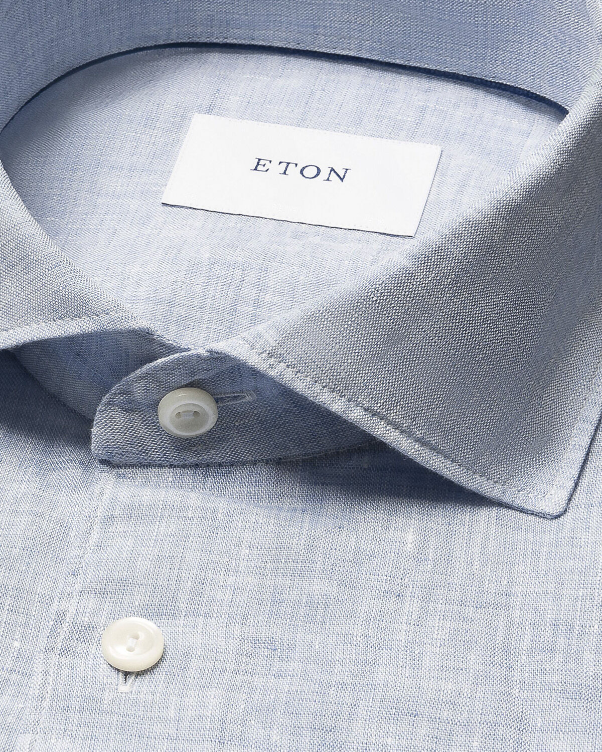Contemporary Fit Light blue Solid Plain Weave Linen Shirt