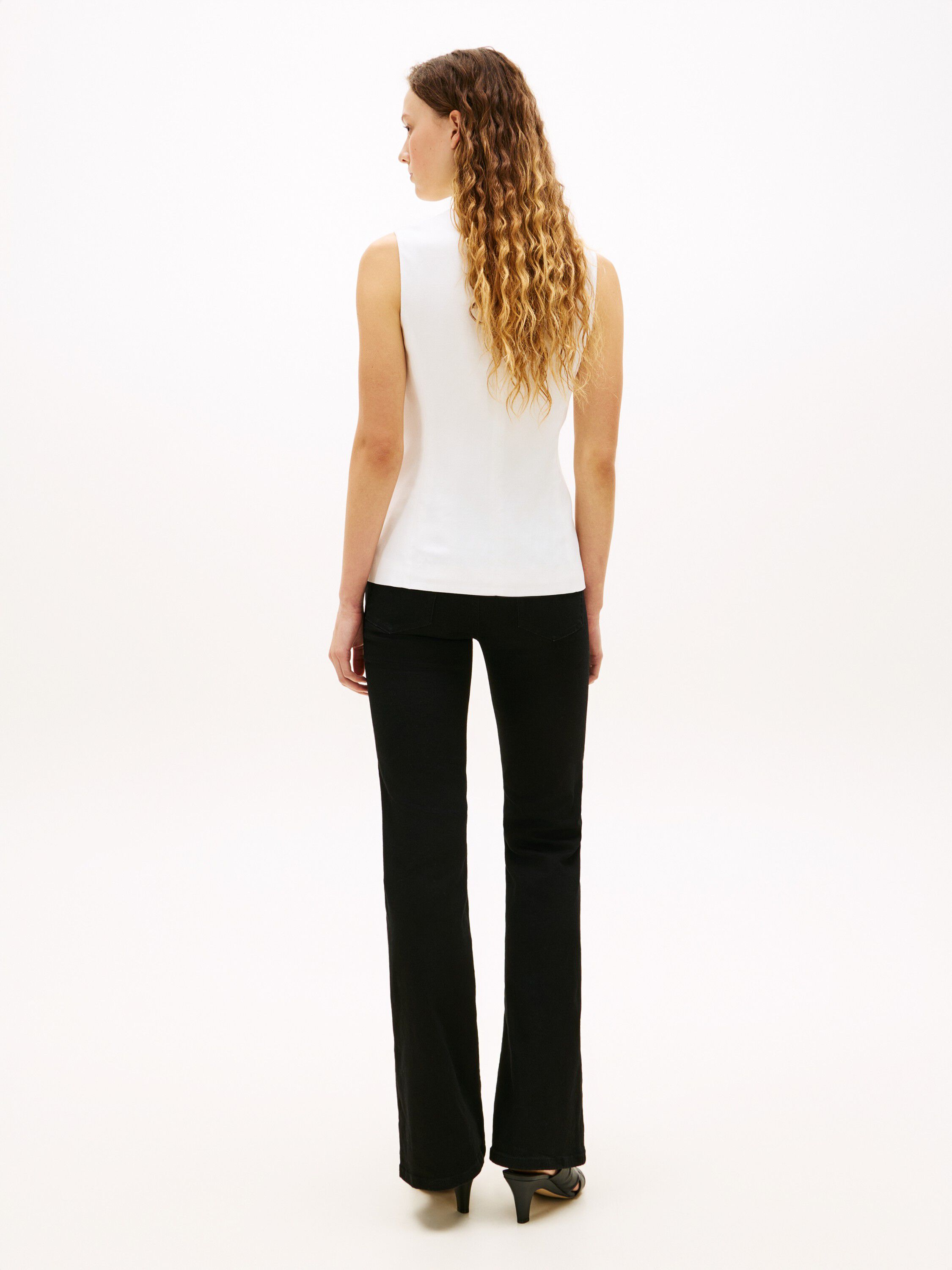 Gold-Tone Button Linen Blend Slim Waistcoat