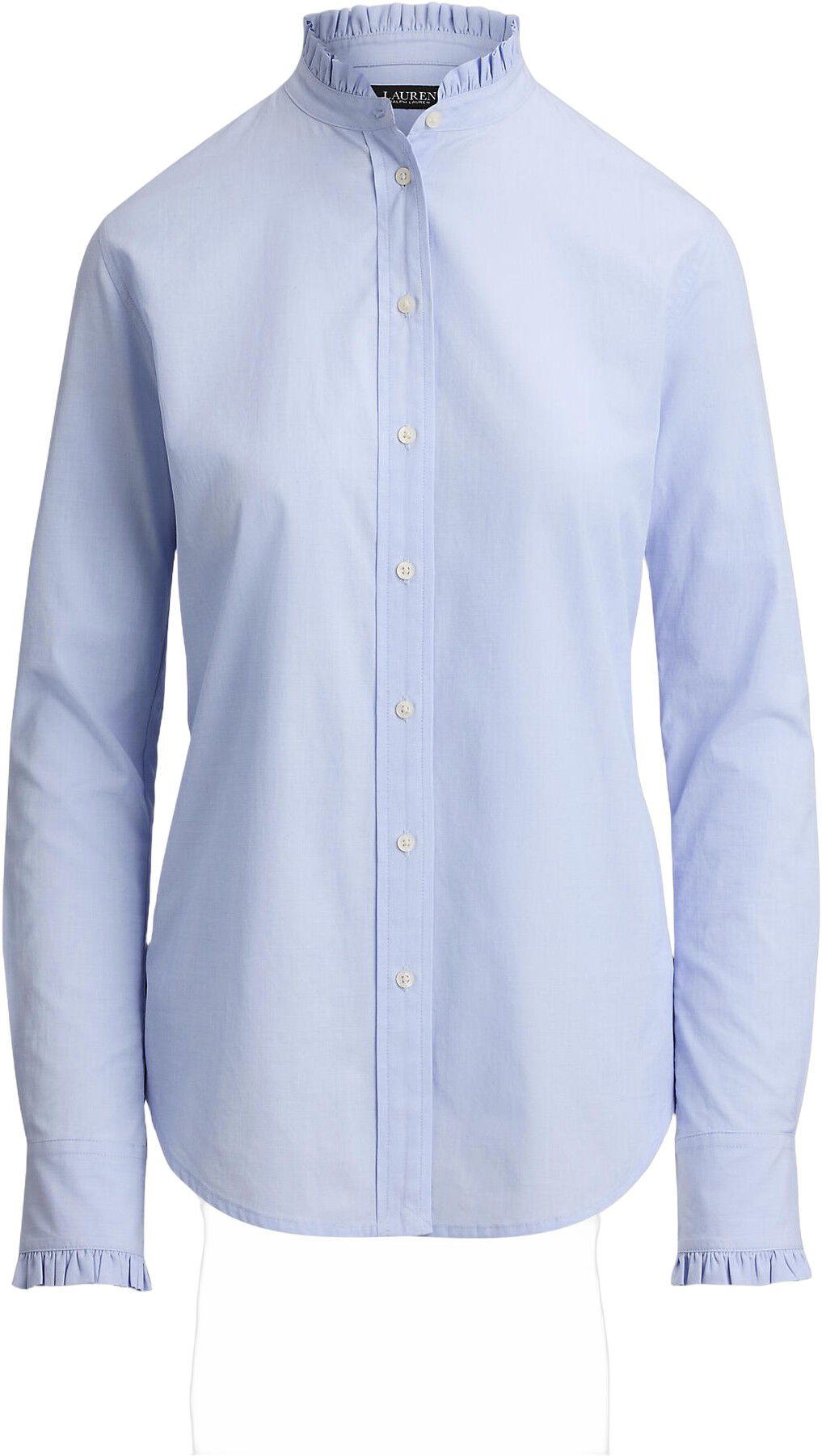 Ruffle-Trim End-on-End Cotton Shirt
