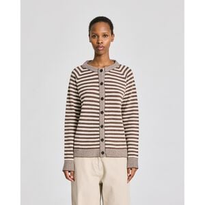 Gry L/S Striped Cardigan Lambswool Knit
