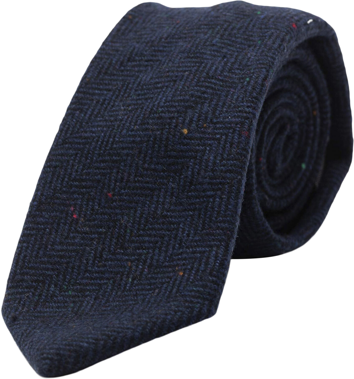 Navy Herringbone Wool Tie